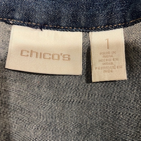 CHICO'S Cheetah Chic Beaded‎ Denim Jacket~Size 1 - Picture 4 of 4